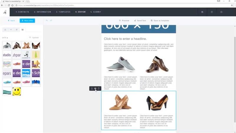 Editeur de newsletter par glisser-déposer d'images et de texte. Editeur de newsletter par glisser-déposer d'images et de texte.