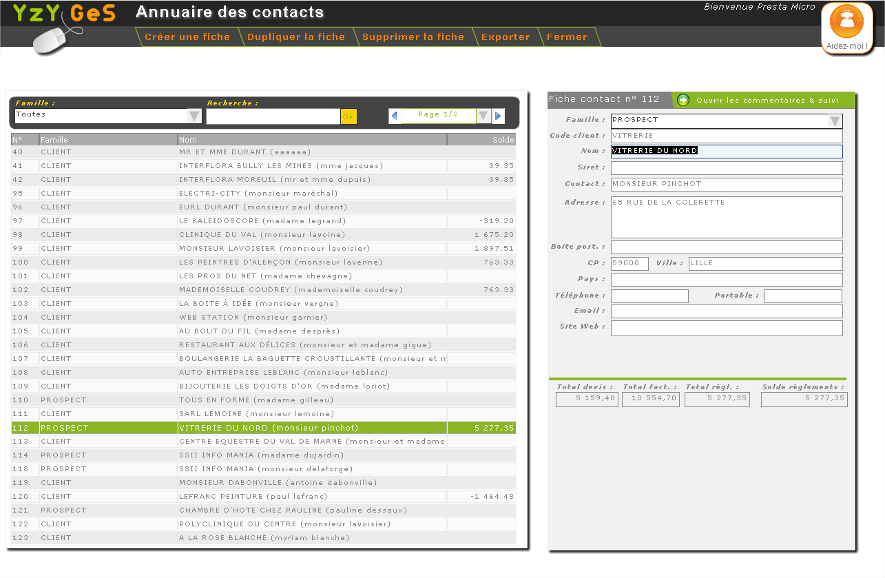 Yzy Ges: Import et export de données (CSV, XLS), Suivi des paiements / règlements, Support (téléphone, email, ticket) Yzy Ges: Import et export de données (CSV, XLS), Suivi des paiements / règlements, Support (téléphone, email, ticket)