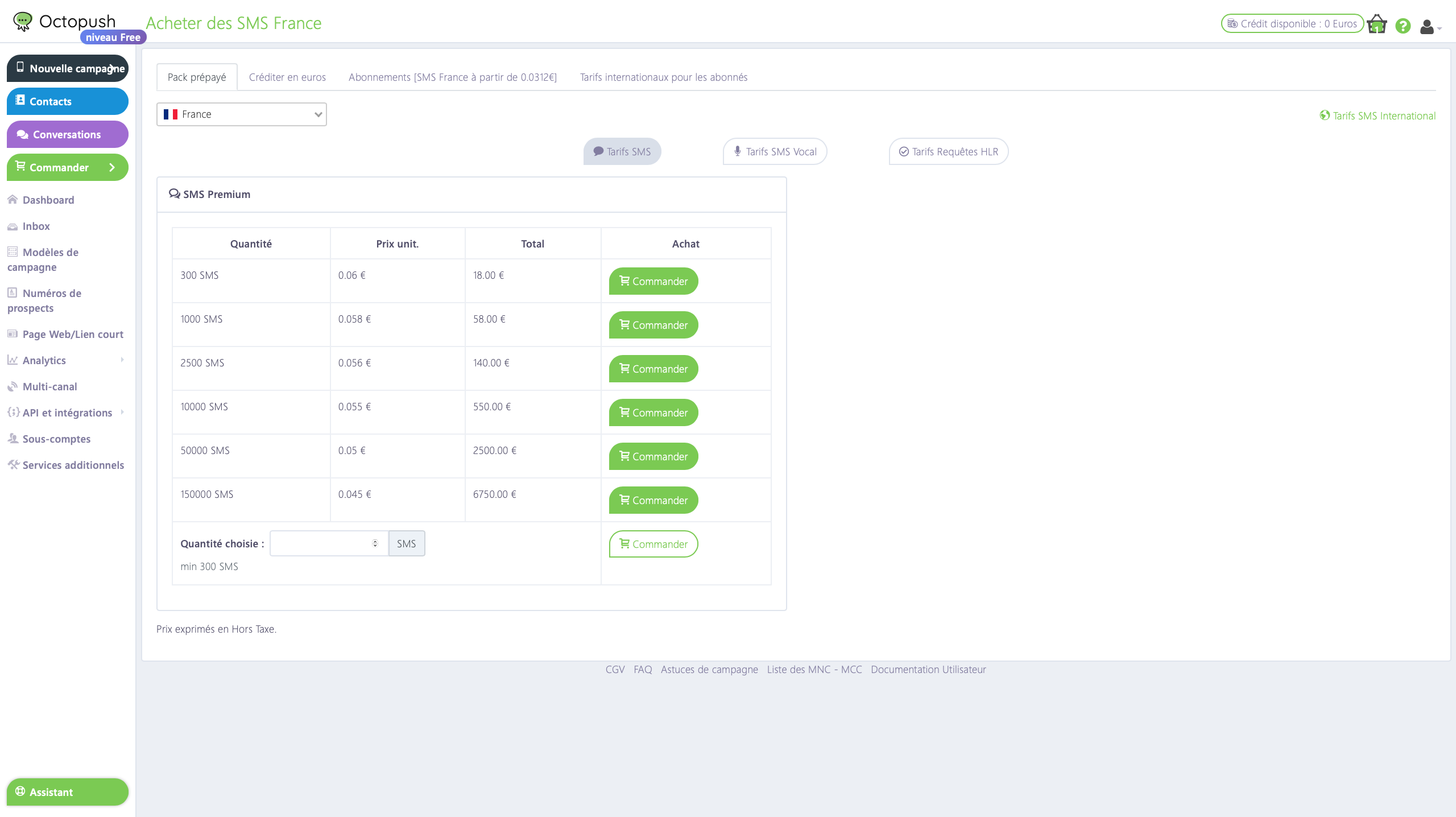 Octopush - Choissisez le pack SMS qui vous convient