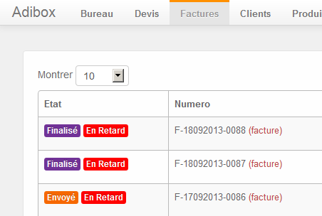 Adibox: Facturation récurrente, Rappel des retards de paiement, Devis Adibox: Facturation récurrente, Rappel des retards de paiement, Devis