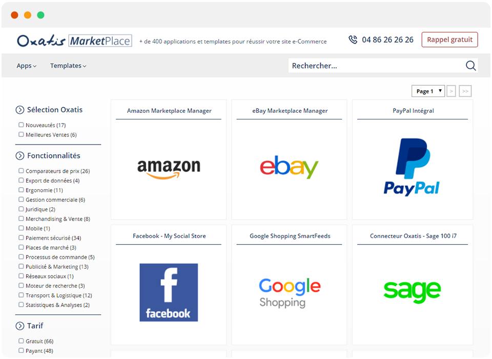Oxatis vous fait profiter des mêmes fonctionnalités que les plus grands (Amazon / Cdiscount ...) grâce à sa boutique d'apps Oxatis vous fait profiter des mêmes fonctionnalités que les plus grands (Amazon / Cdiscount ...) grâce à sa boutique d'apps