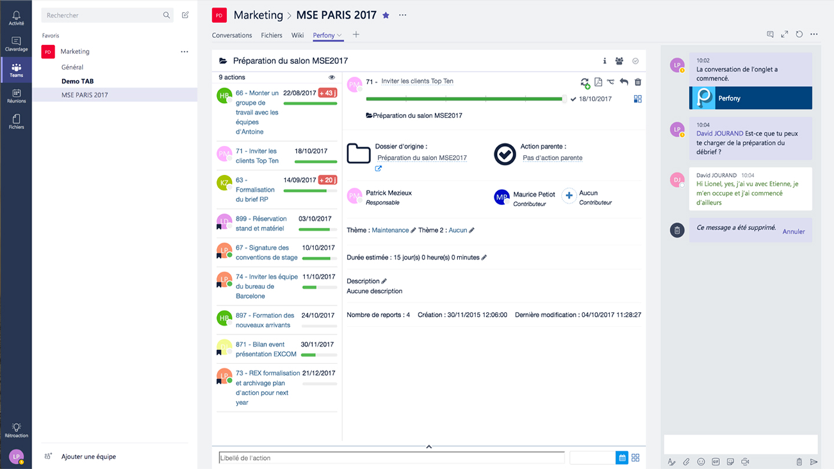 Ajouter des onglets Perfony dans Teams. Perfony est Microsoft Partner". Ajouter le suivi de projet dans votre outil collaboratif." Ajouter des onglets Perfony dans Teams. Perfony est Microsoft Partner". Ajouter le suivi de projet dans votre outil collaboratif."