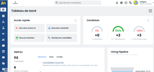 Inrecruiting - Tableau de bord - ATS Inrecruiting