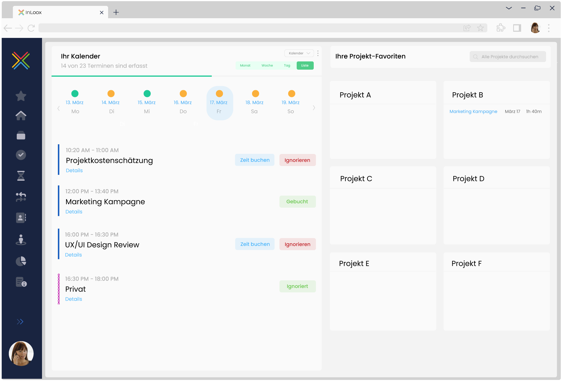 InLoox - Verbinden Sie Ihren Kalender mit InLoox, um Ihre Anrufe, Meetings und Termine in Ihrem Projekt zu erfassen.