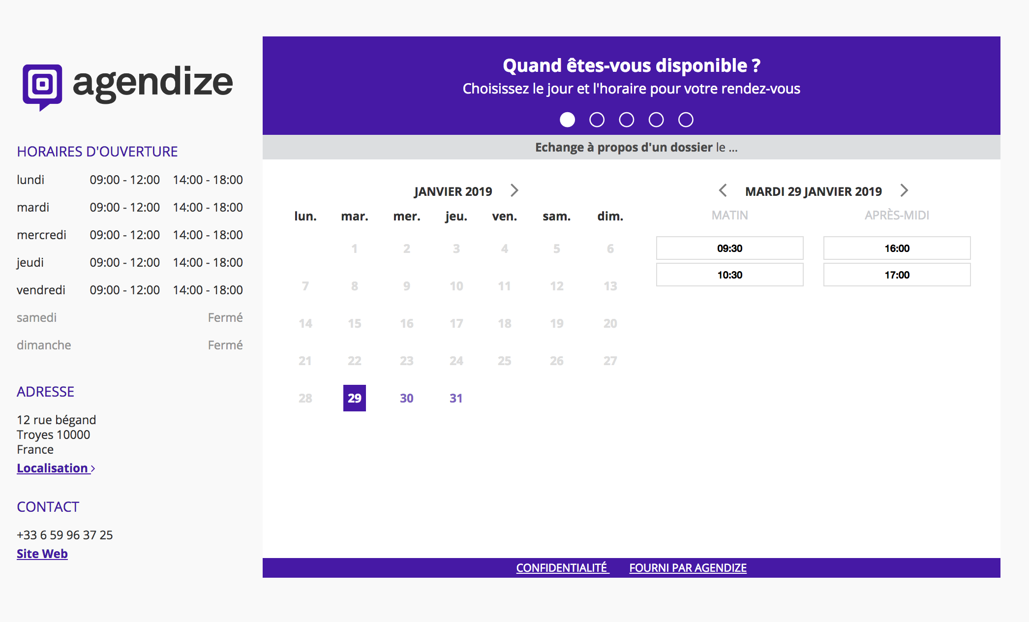 Widget prise de rdv Widget prise de rdv