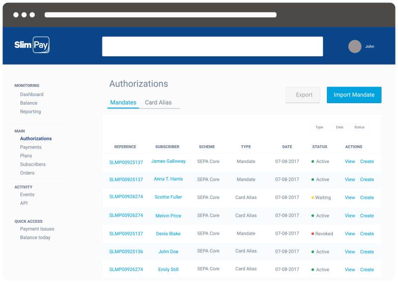SlimPay - SlimPay Dashboard