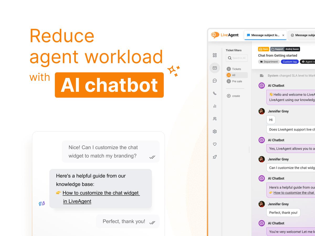 LiveAgent - Provide instant answers, reduce agent workload and increase efficiency with the new AI chatbot feature!
