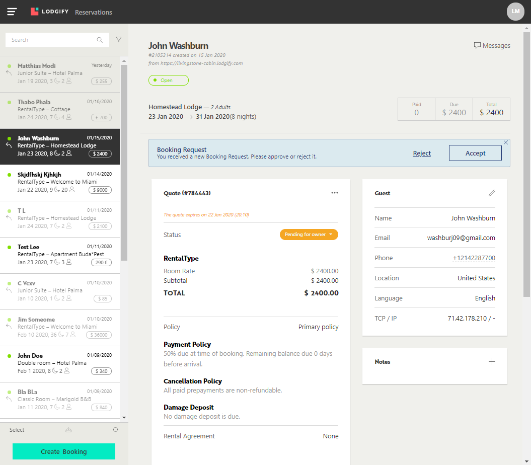 Lodgify - Reservation system