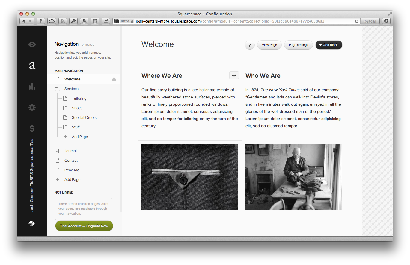 Squarespace : navigation Squarespace : navigation