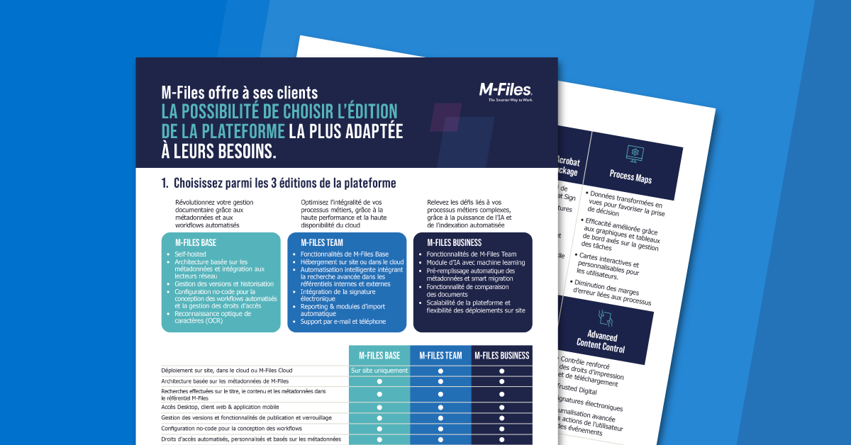 M-Files propose 3 éditions de sa plateforme adaptée à vos besoins