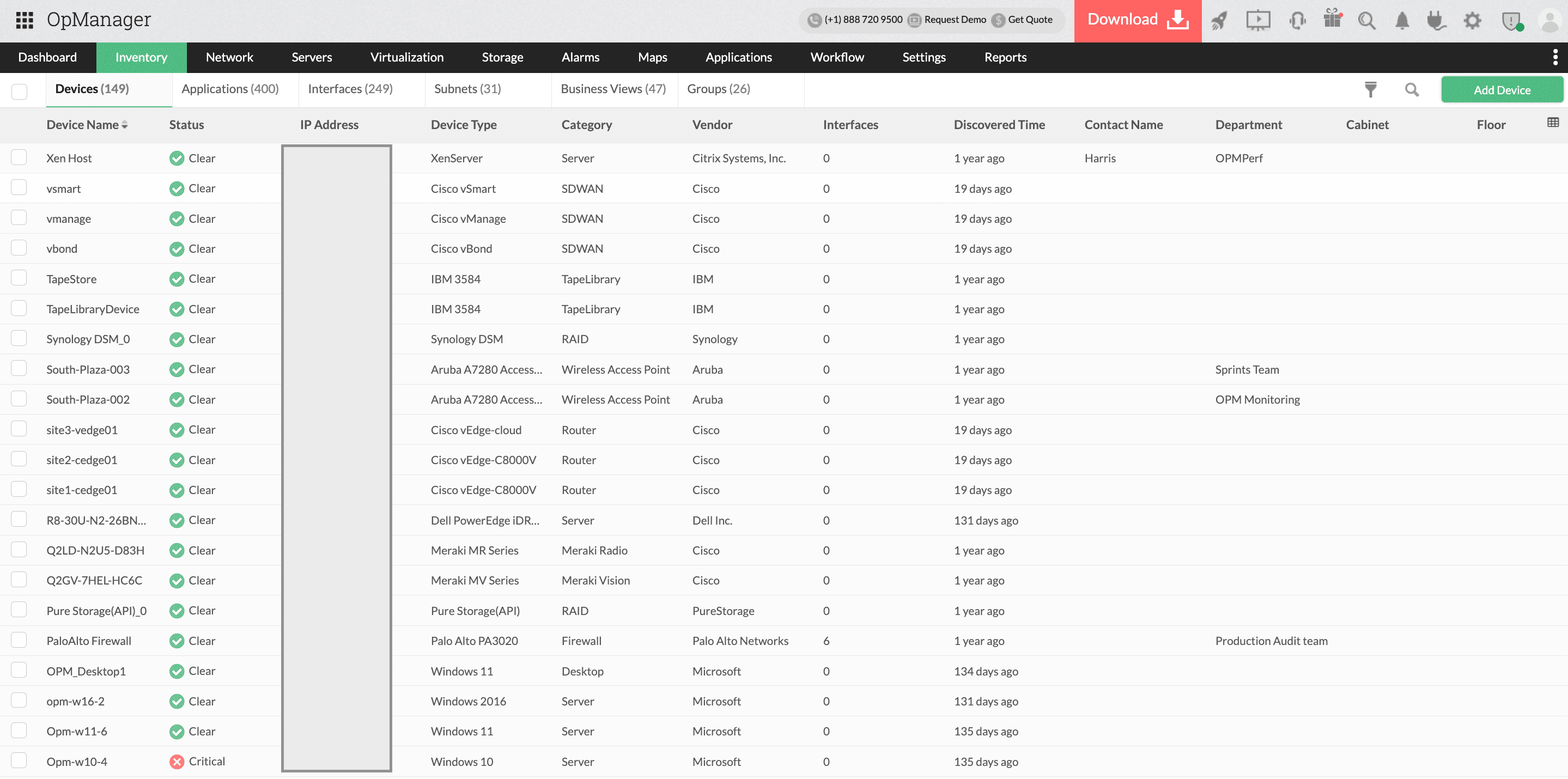 ManageEngine OpManager - Inventory
