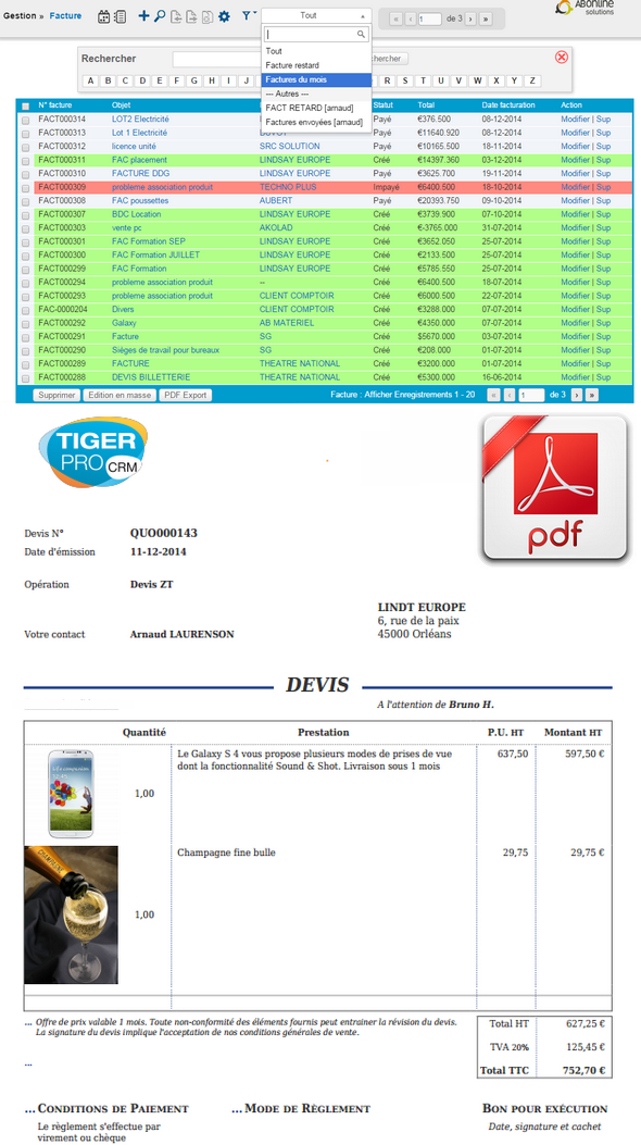 TigerPro CRM: Gestion de campagnes, Catalogue tarifaire, Tâches et notes TigerPro CRM: Gestion de campagnes, Catalogue tarifaire, Tâches et notes