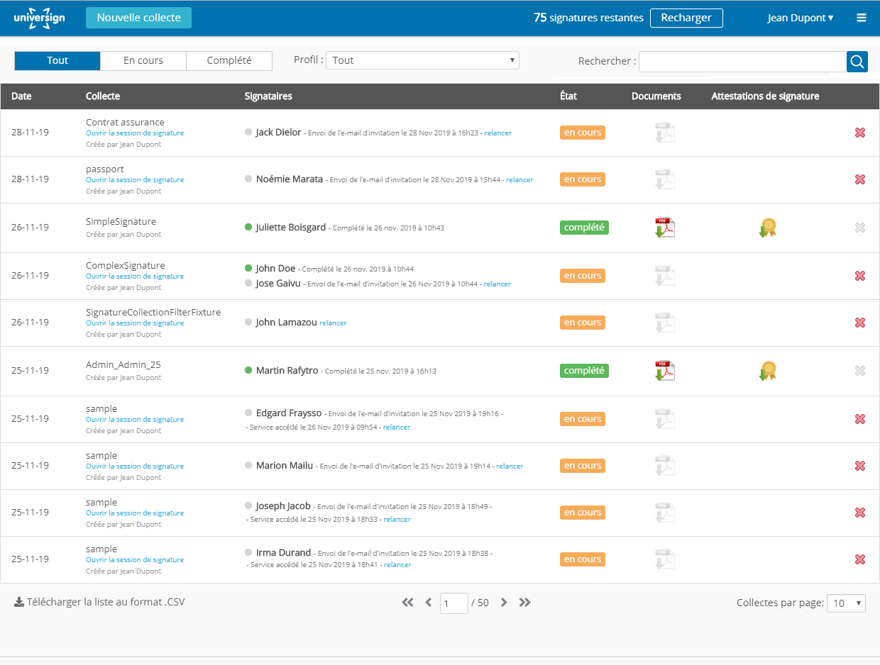 Universign screenshot