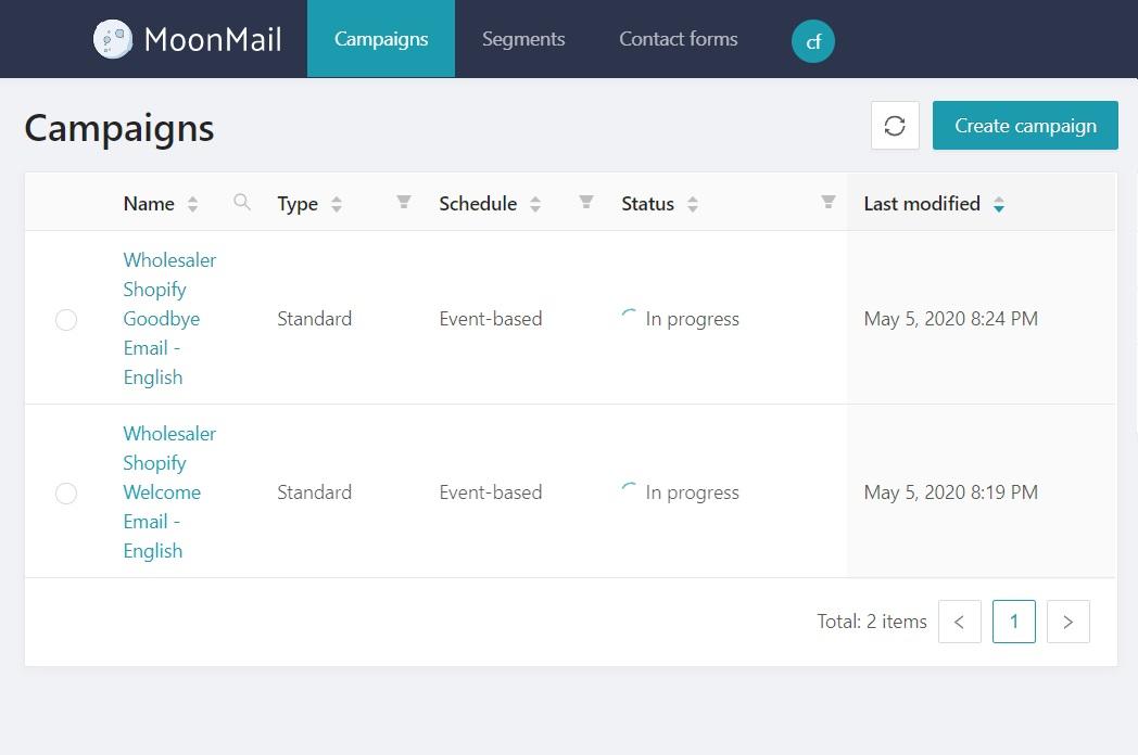 Gestion des campagnes - MoonMail Gestion des campagnes - MoonMail