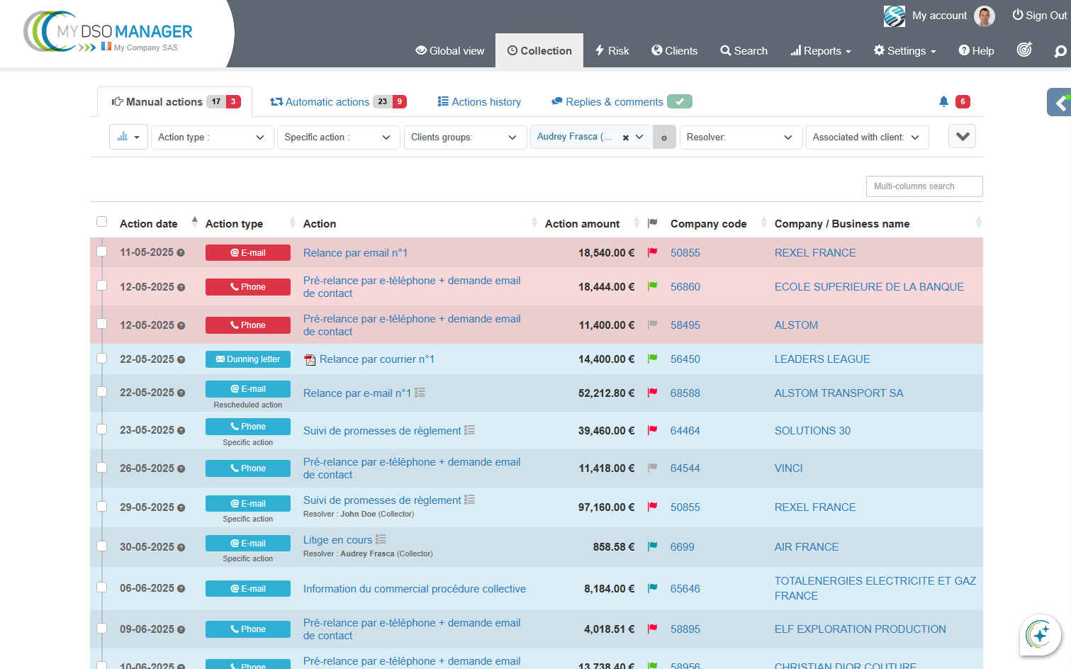 My DSO Manager - Agenda de relance intelligent