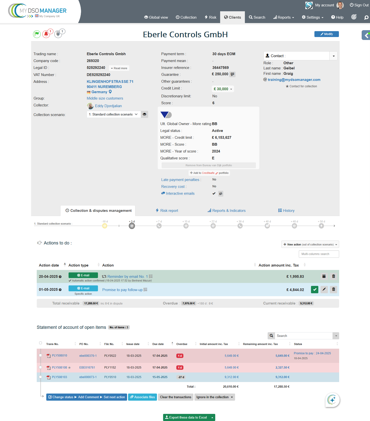 My DSO Manager - Fiche client complète et détaillée