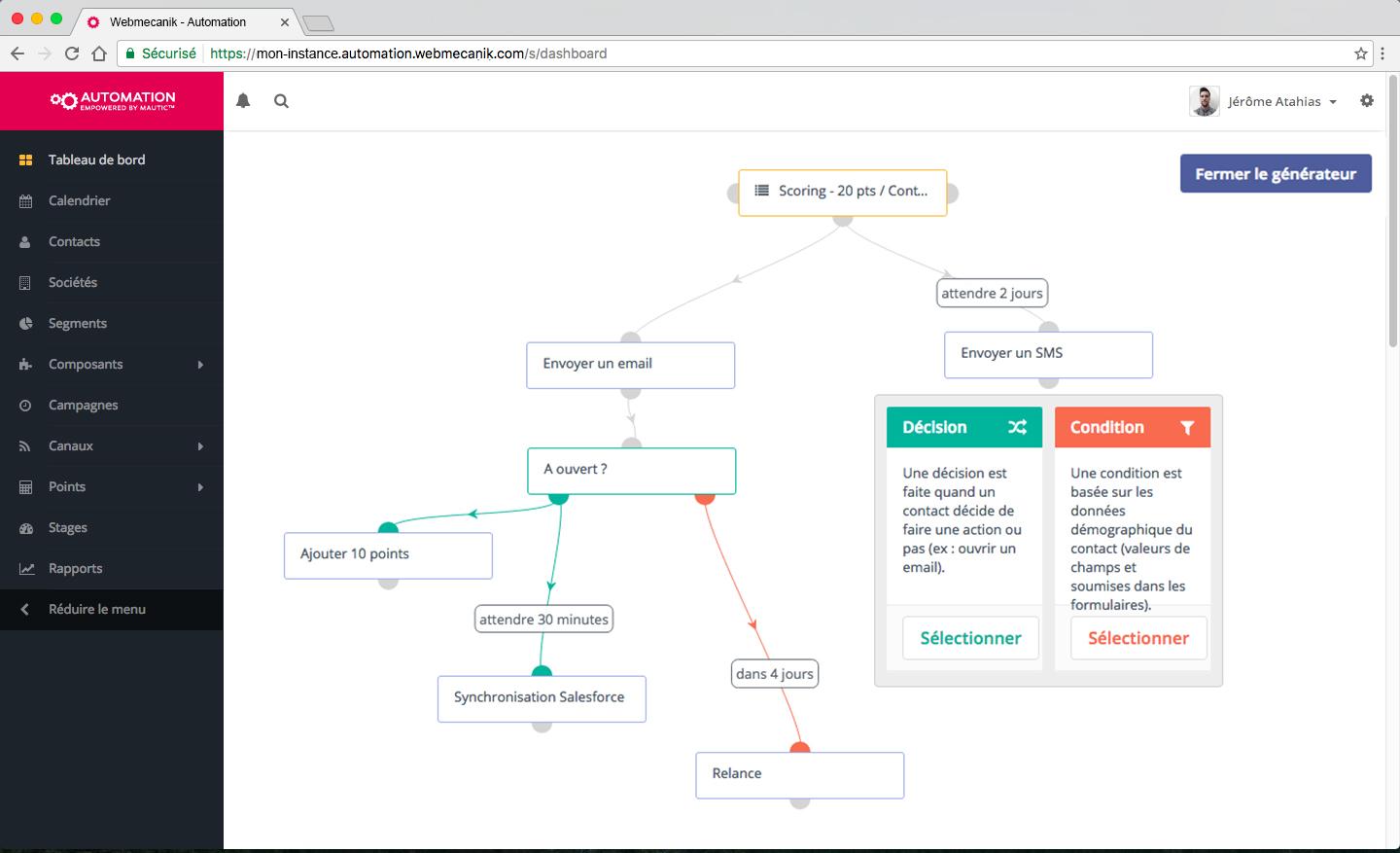 Webmecanik Automation - Gestion de campagnes avec arbres conditionnels