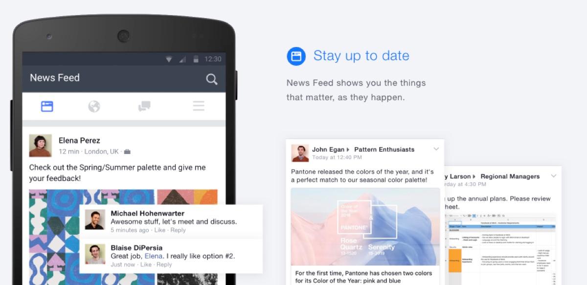 Facebook at Work : Flux d'informations et notification