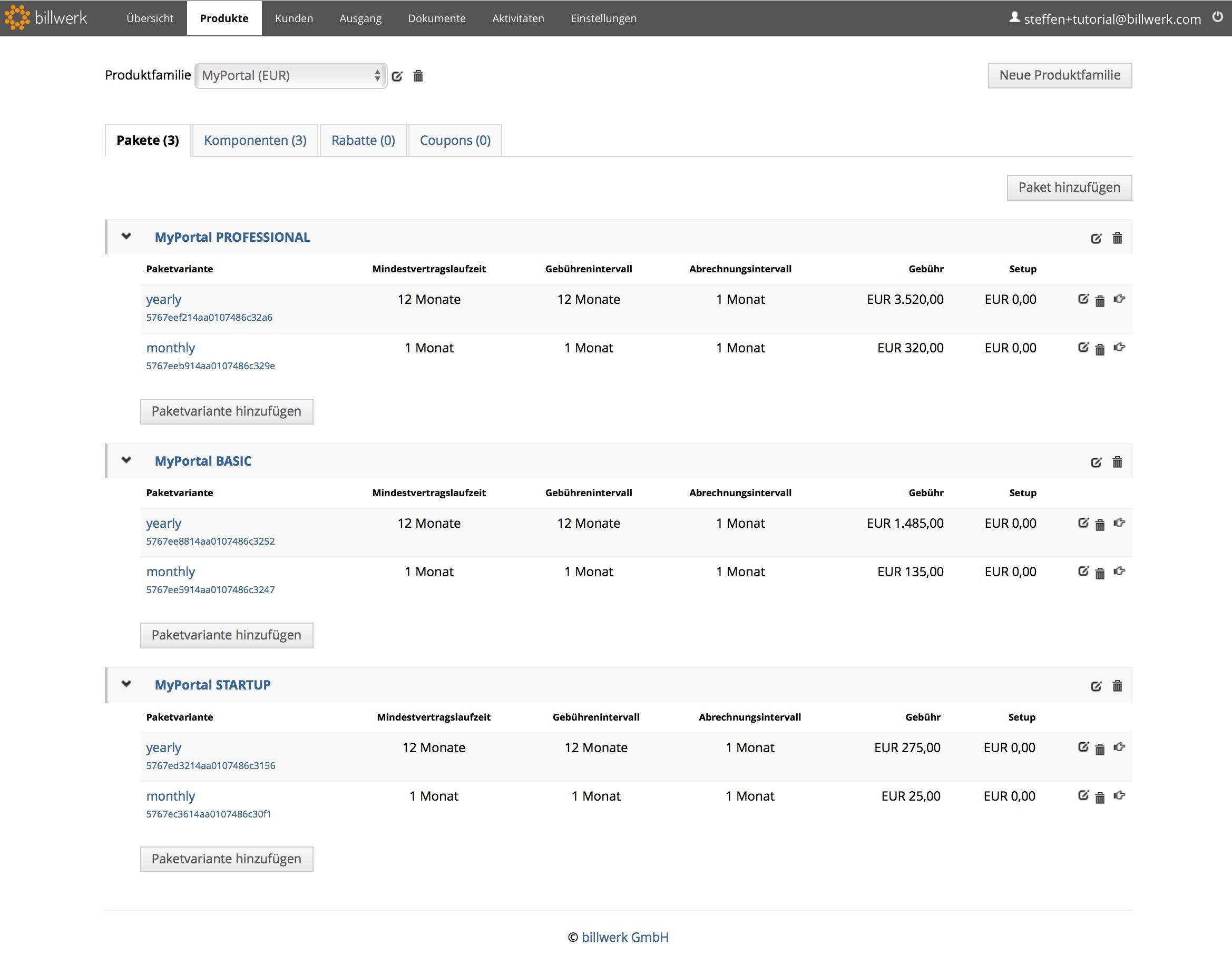 Billwerk : liste des abonnements Billwerk : liste des abonnements