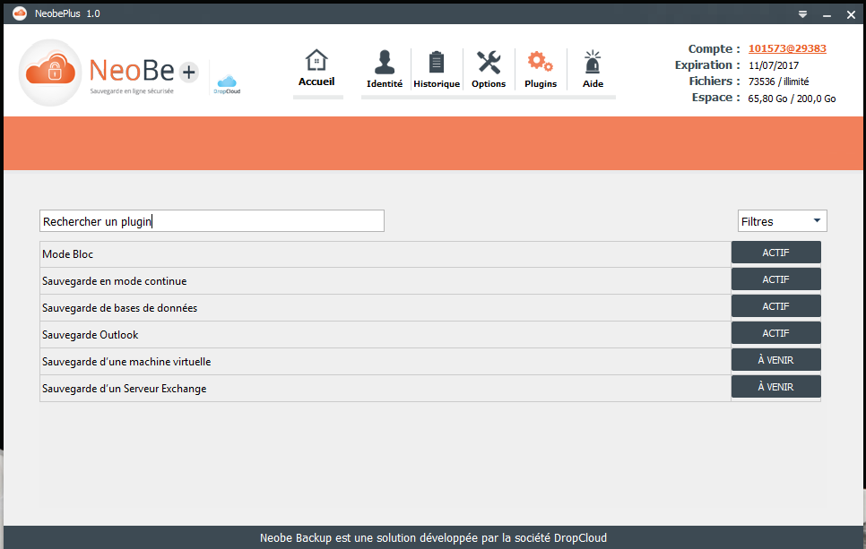 Capture d'écran de NeoBe : Plugins Capture d'écran de NeoBe : Plugins