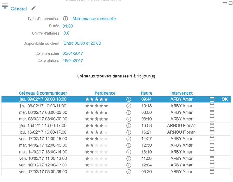 Prise de rendez-vous optimisée avec propositions de créneaux