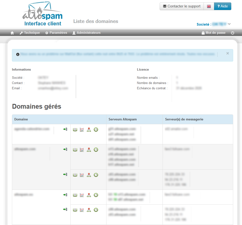 Altospam - Interface client Altospam
