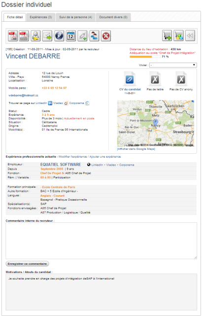 Fiche candidat Fiche candidat