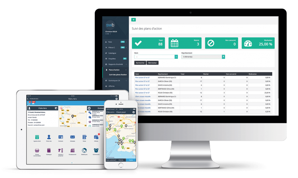 Version nomade pour les commerciaux itinérants et Back office pour les équipes sédentaires Version nomade pour les commerciaux itinérants et Back office pour les équipes sédentaires