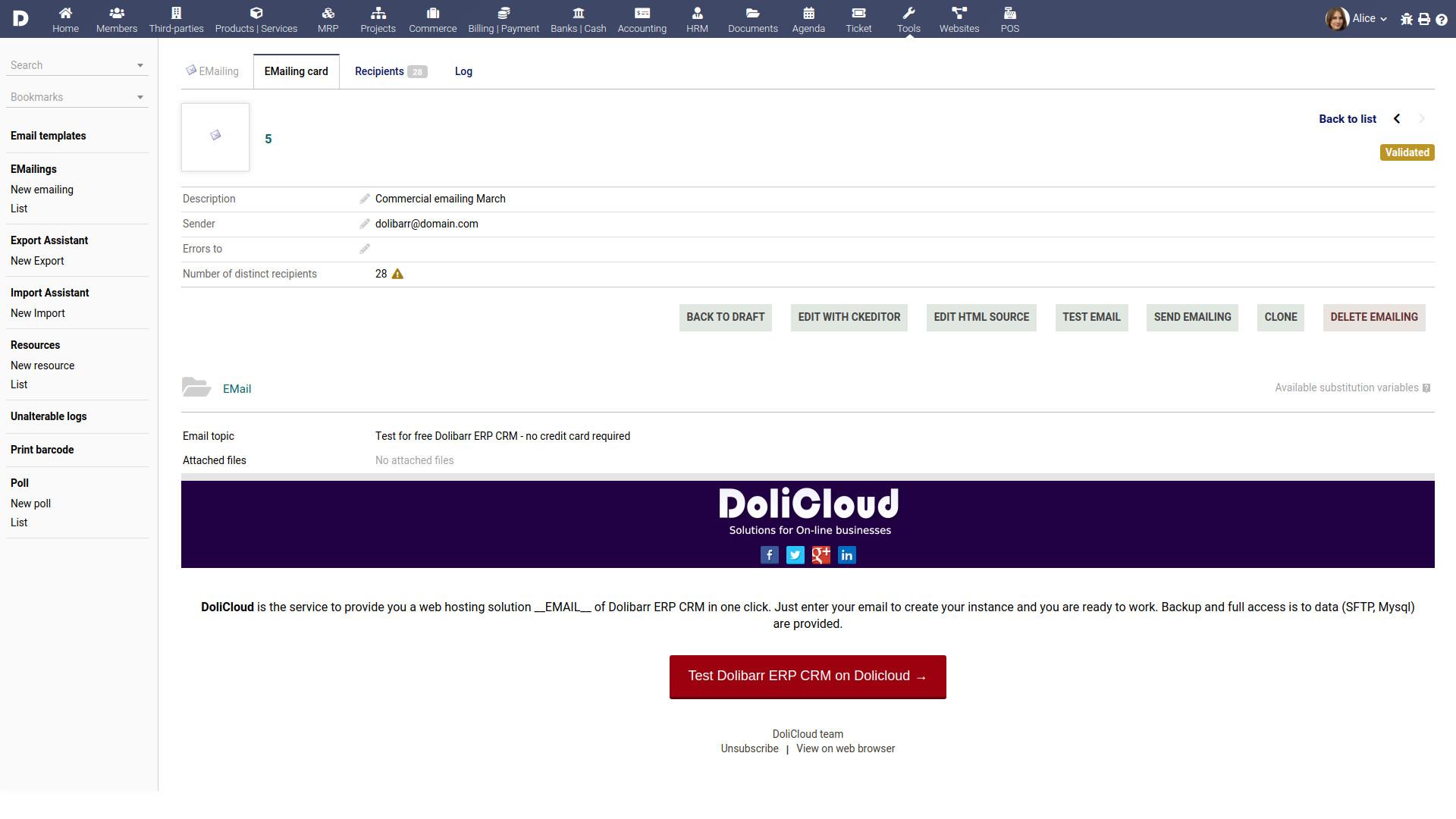The emailing builder The emailing builder