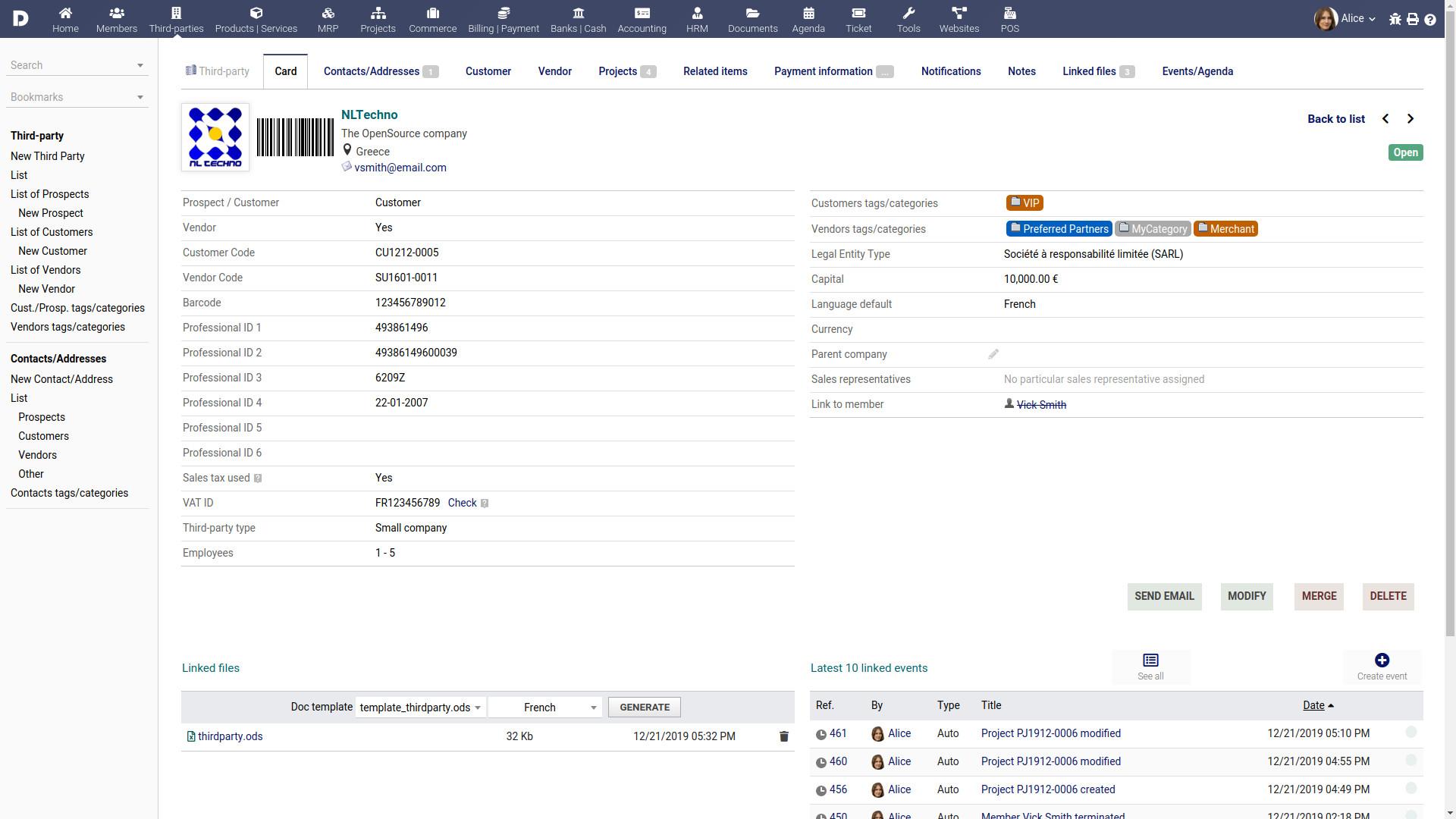 Customer or vendors management Customer or vendors management
