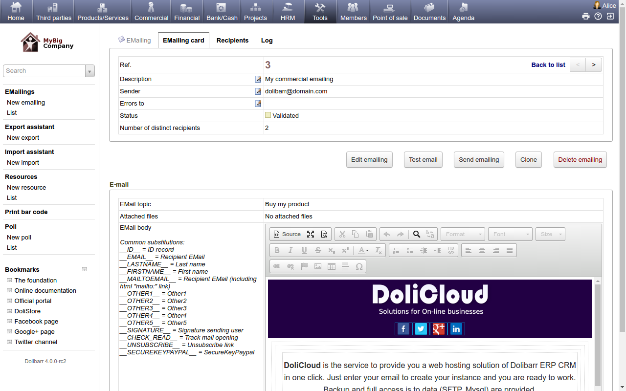 DoliCloud ERP & CRM DoliCloud ERP & CRM