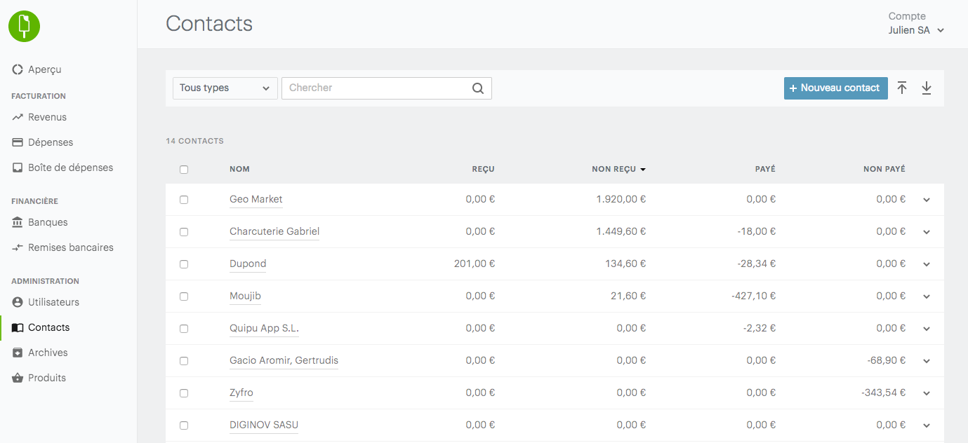Gestion des contacts