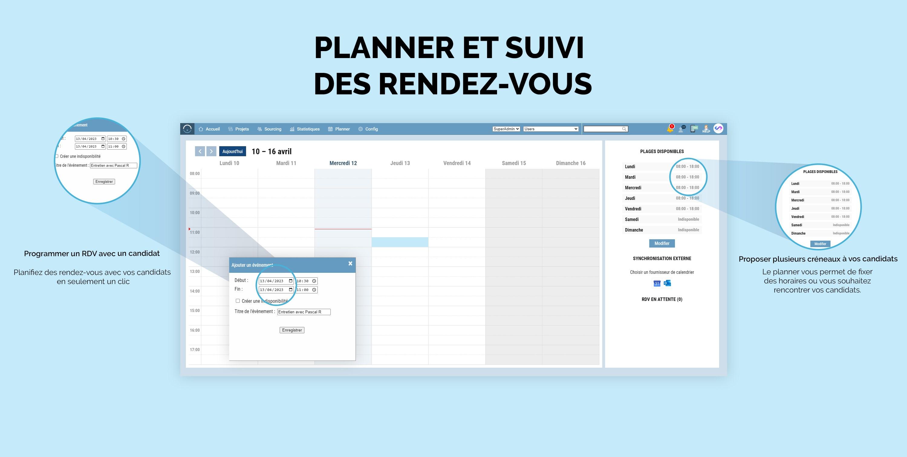 Softy - Prendre rendez-vous avec un candidat avec le planner