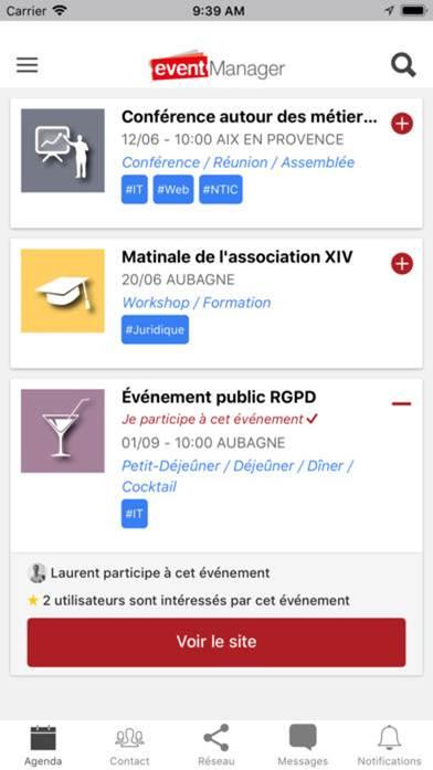 Agenda des événements eventManager Agenda des événements eventManager