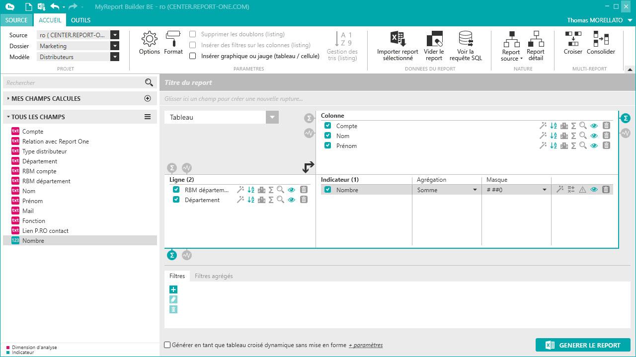 MyReport - Le module Builder permet de créer des rapports directement dans Microsoft Excel à l’aide d’une interface totalement intégrée. L’outil va chercher l’information directement dans les sources de données existantes de l’entreprise.