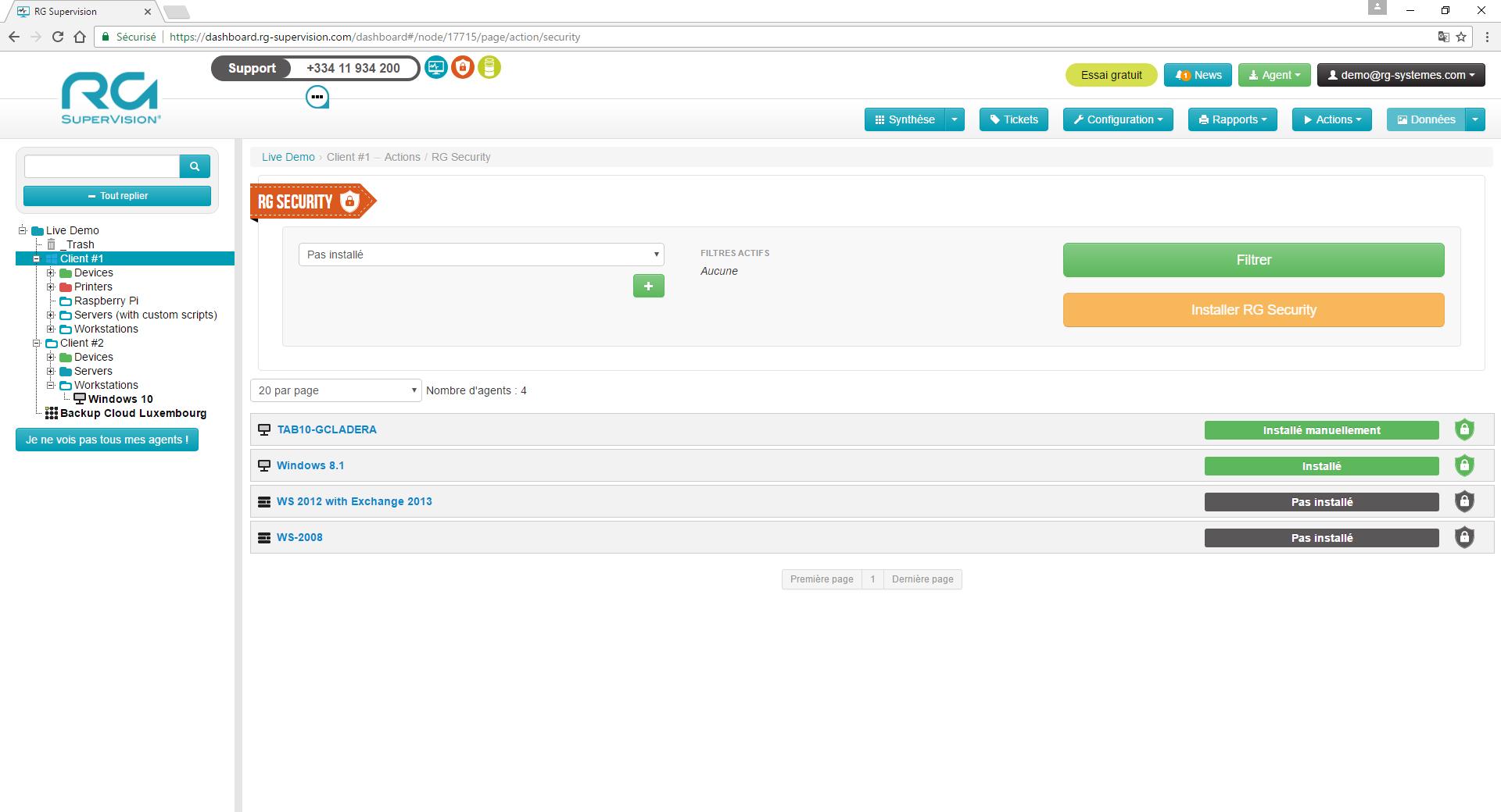 RG System Endpoint Security - RG Security: massive deployment interface agents RG Security