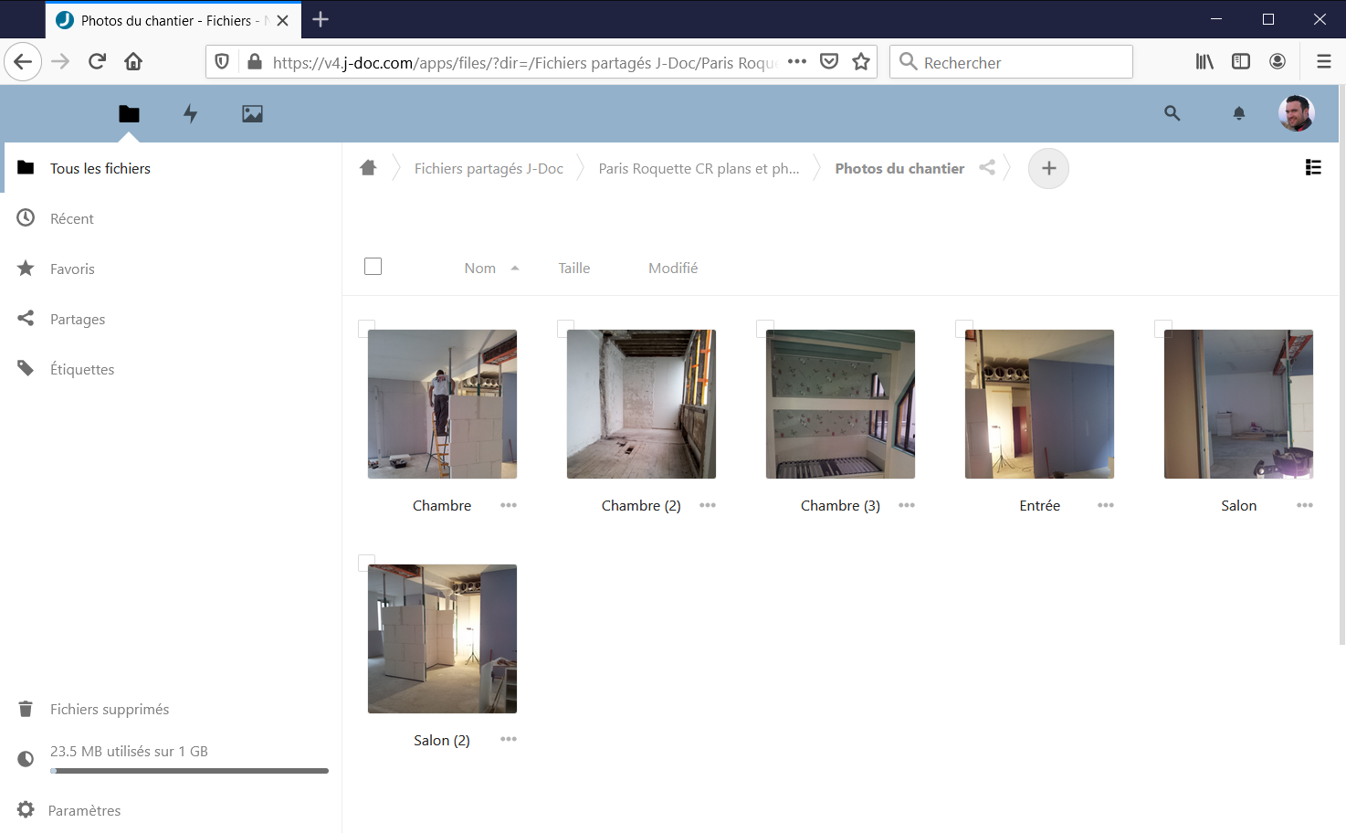 Partage de photos dans J-Doc : l'outil permet de visualiser très facilement les photos, mais aussi les vidéos et les enregistrements sons.