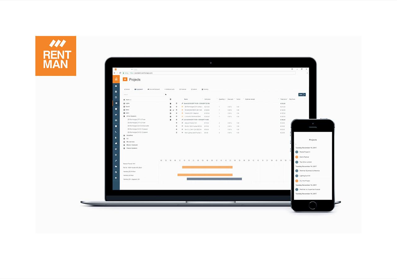 Rentman - Eine moderne Software für audiovisuelle entworfen, ereignisgesteuerte und Fertigungsindustrie.