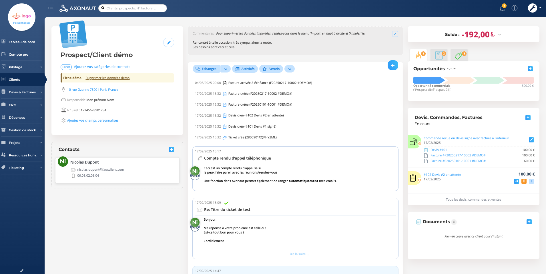 Axonaut - Centralisez toutes vos données clients sur une interface adaptée