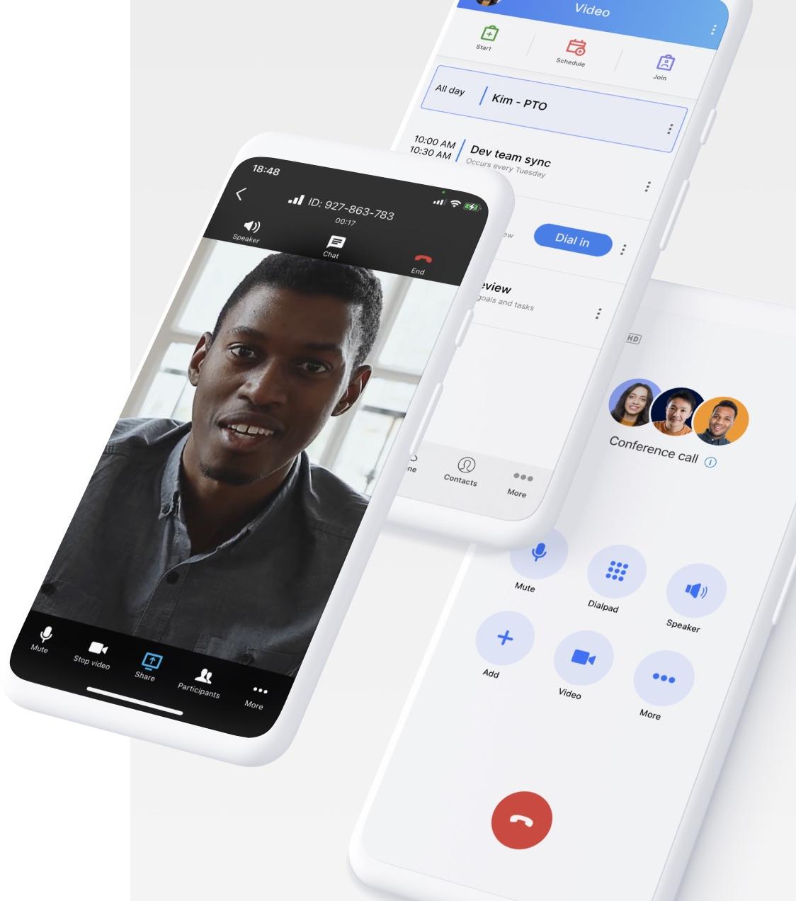 Interface unifiée pour Message, Vidéo et Téléphone