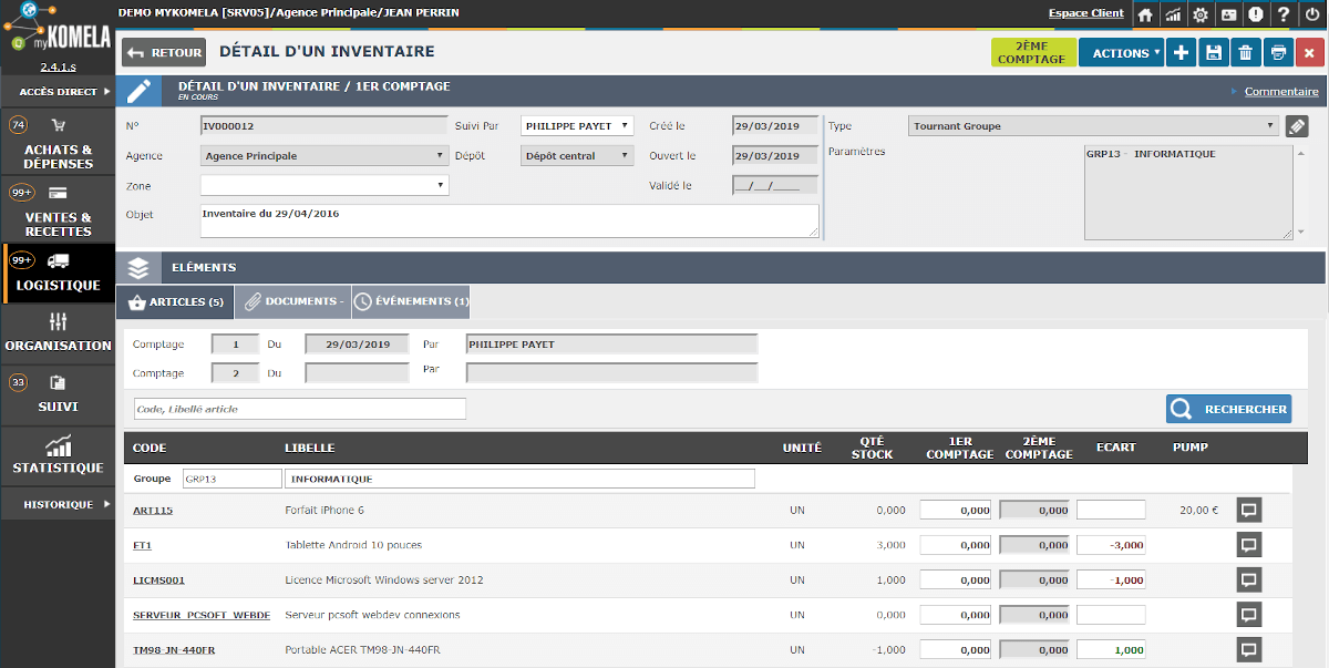 Gestion des inventaires complets ou tournants Gestion des inventaires complets ou tournants