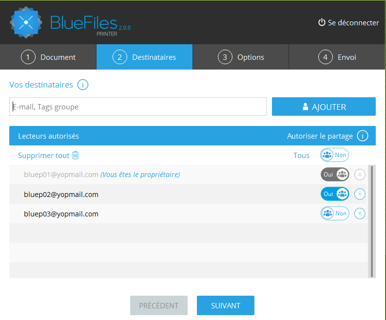 BlueFiles - Der Anwender fügt Korrespondenten