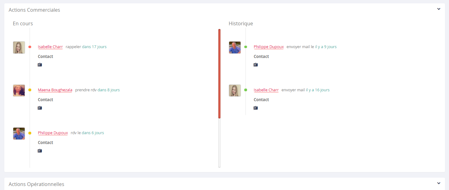 SocialJsCRM - Historique des échanges