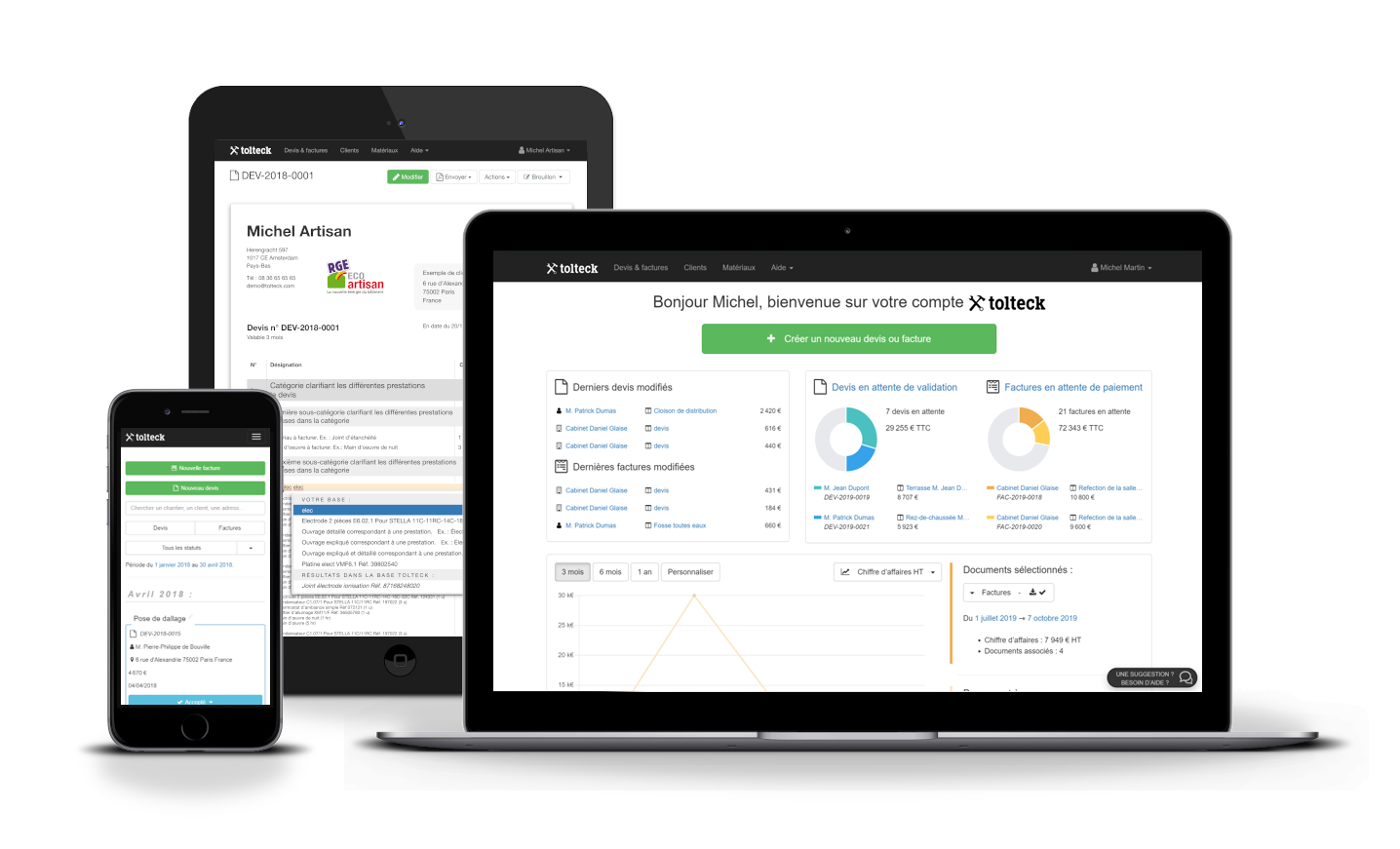 Tolteck - Tolteck un logiciel de devis et factures dédié aux artisans du bâtiment avec un support client illimité et qui est 100% conforme