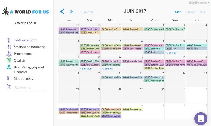 Tableau de bord avec planning Tableau de bord avec planning