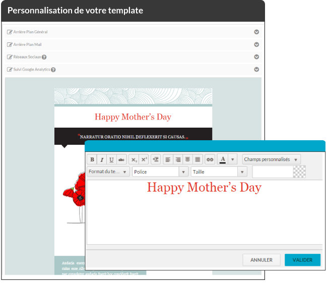 Créez votre Newsletter à l'aide d'un Editeur intuitif Créez votre Newsletter à l'aide d'un Editeur intuitif