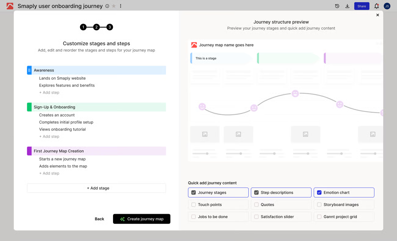 Smaply - Smaply AI lets you generate journey maps quickly and easily while you're still 100% in control.