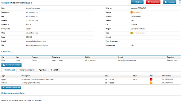 Gestion des fiches contact dans GRC Contact Gestion des fiches contact dans GRC Contact