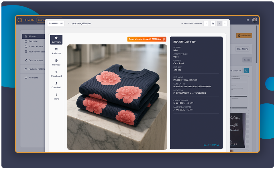 THRON - Asset information summary