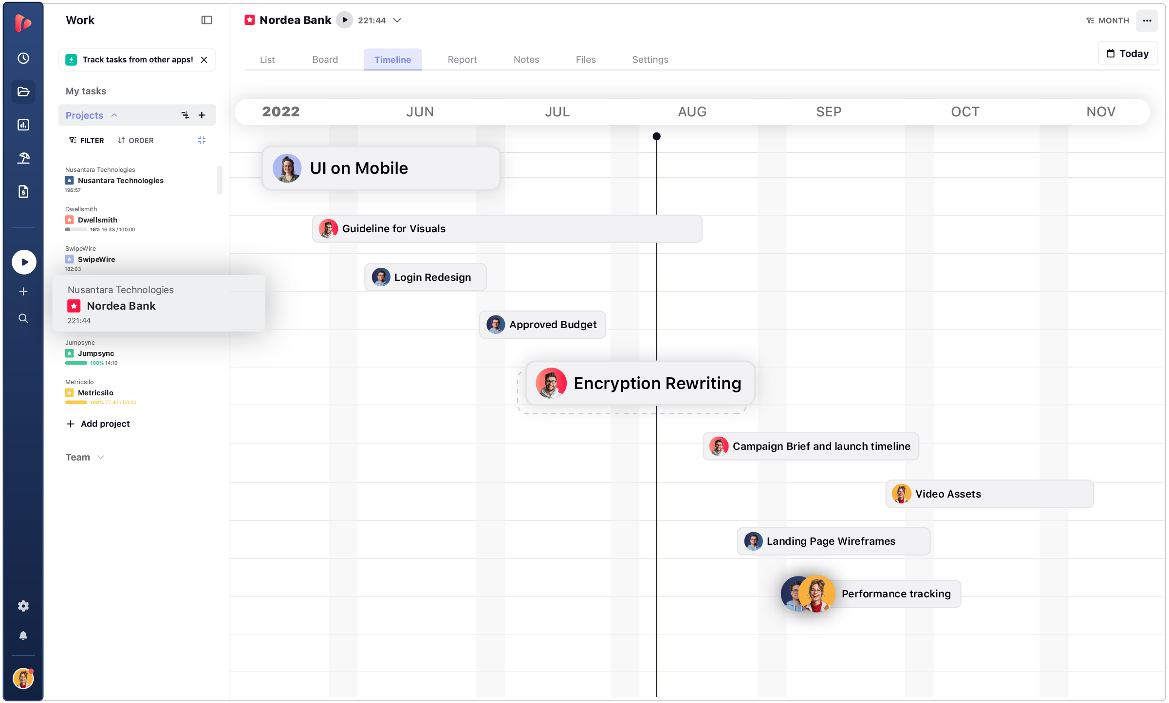 TrackingTime - Timeline